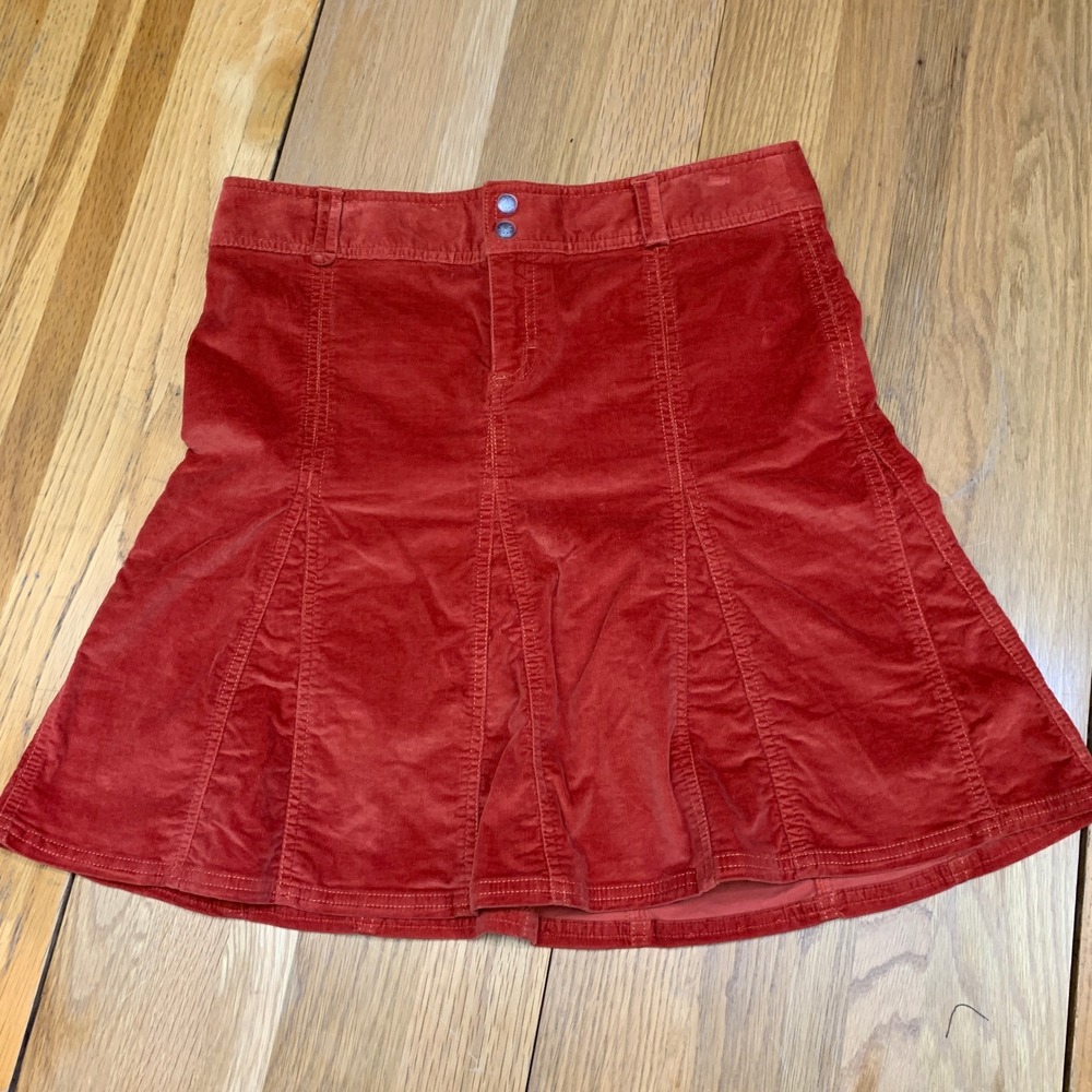 Athleta Whenever Cord Skirt Orange Red Spice Corduroy A-Line Mini Size 10 708526